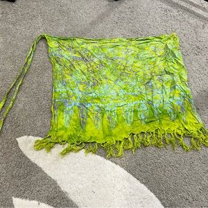 green and blue tie dye coverup